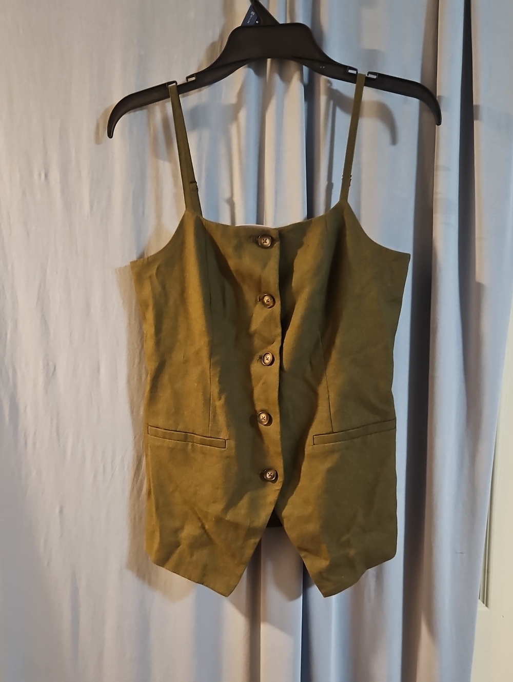 Scoop Women’s Linen Blend Vest: OLIVE GREEN: NEW WITH TAGS: XS (0-2)